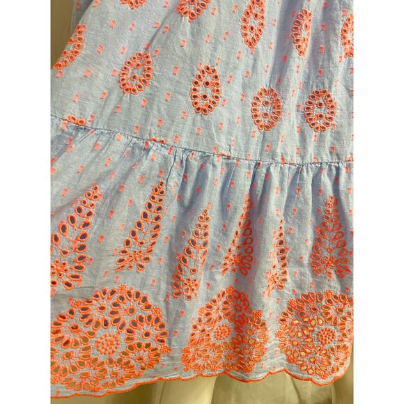 Lilly Pulitzer Rainna Eyelet Smocked Dress Blue Peri Chambray Dobby Eye Small - Picture 10 of 11
